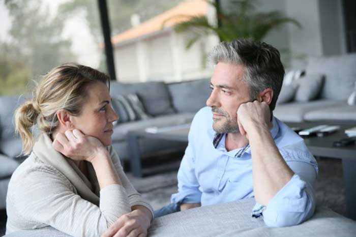 Couple looking at each other with smile