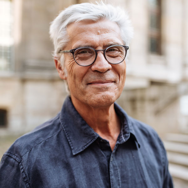 mature man with glasses